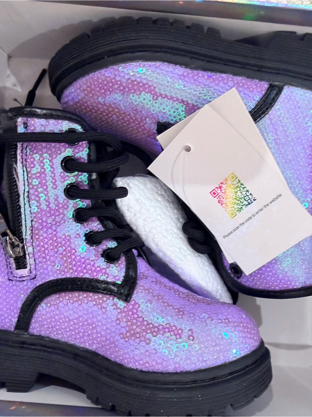 Lola + The Boys purple sequin boots
